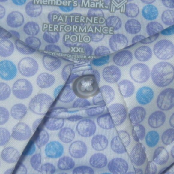 NWT Mens Short Sleeve Patterned Performance Polo Purple Members Mark Size XXL - Picture 5 of 8